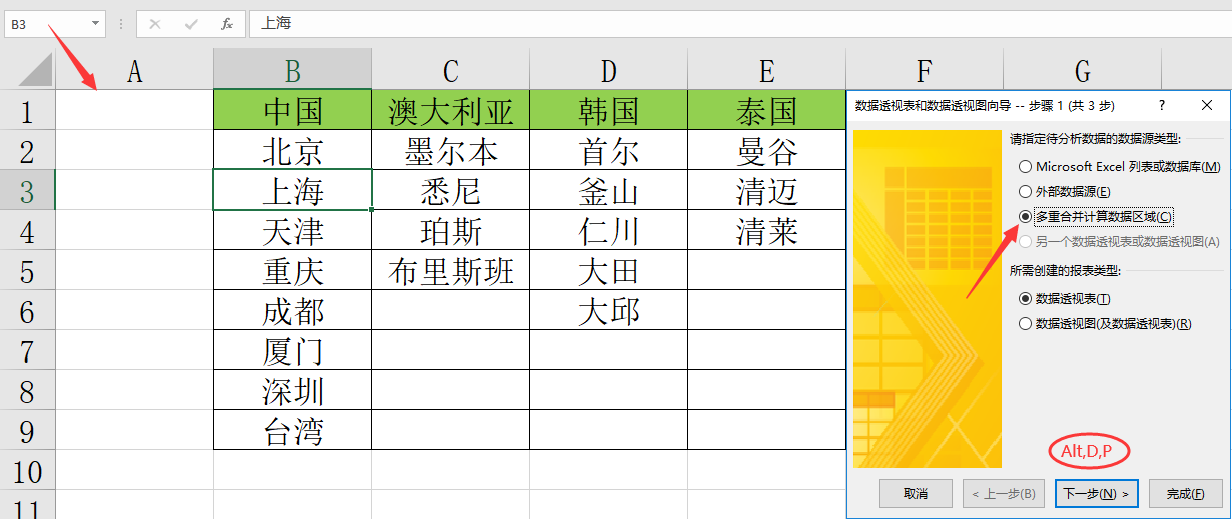 EXCEL数据透视表隐藏应用,多重合并计算数据,轻松分类快速转置