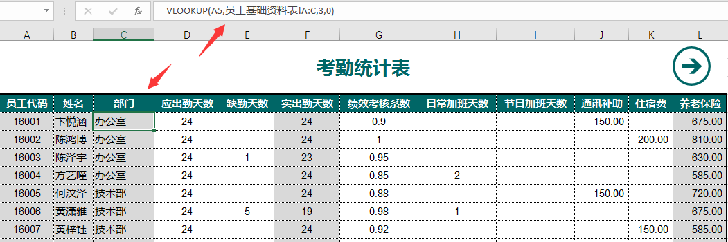 学会利用函数生成工资表