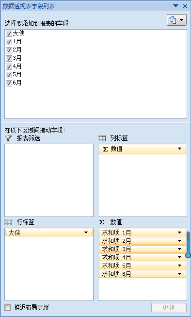 教你10秒制作好excel数据透视图教程