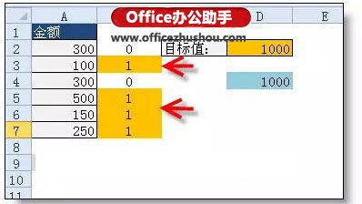 使用规划求解来解决excel自动凑数求和的方法