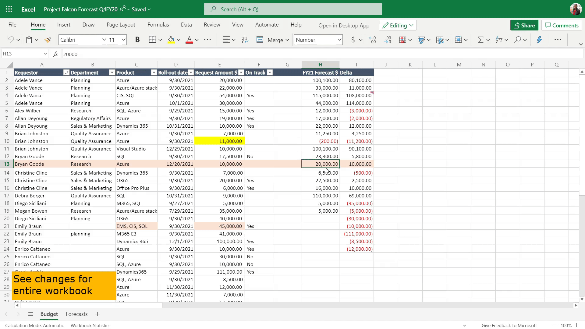 网页端Excel新功能：追踪过去60天同事对工作簿的所有更改 