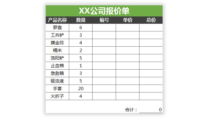 Vlookup函数实例:Excel根据价格表生成报价单