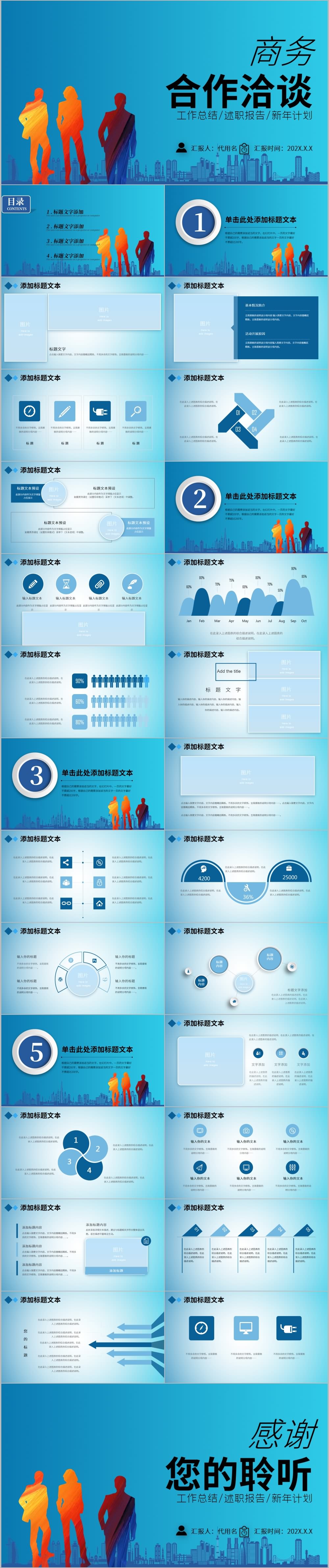 企业公司员工目标商务合作洽谈PPT模板