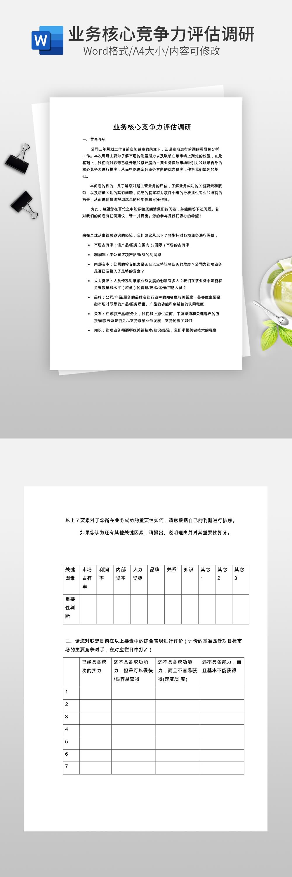業(yè)務核心競爭力評估調(diào)研