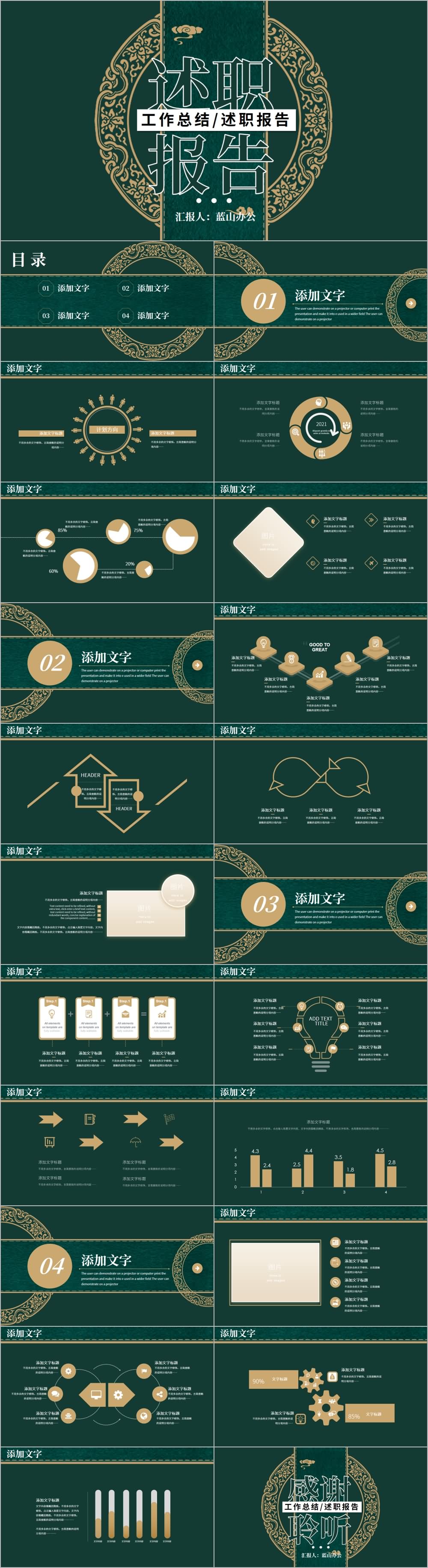 中国风商务工作总结工作计划述职报告PPT模板