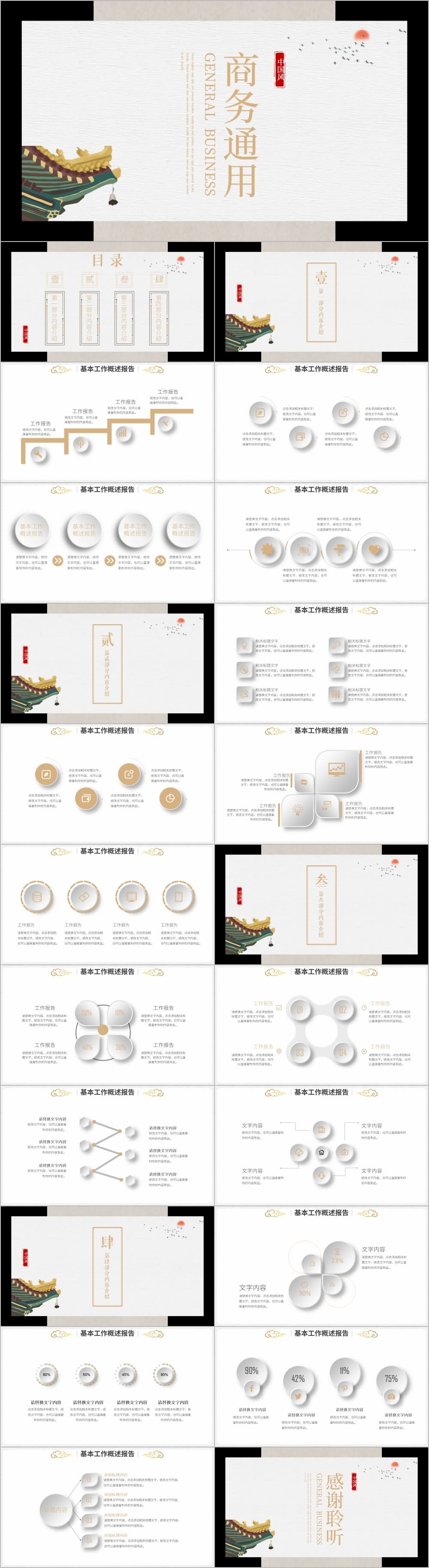 国潮工作总结计划述职报告商务通用PPT模板