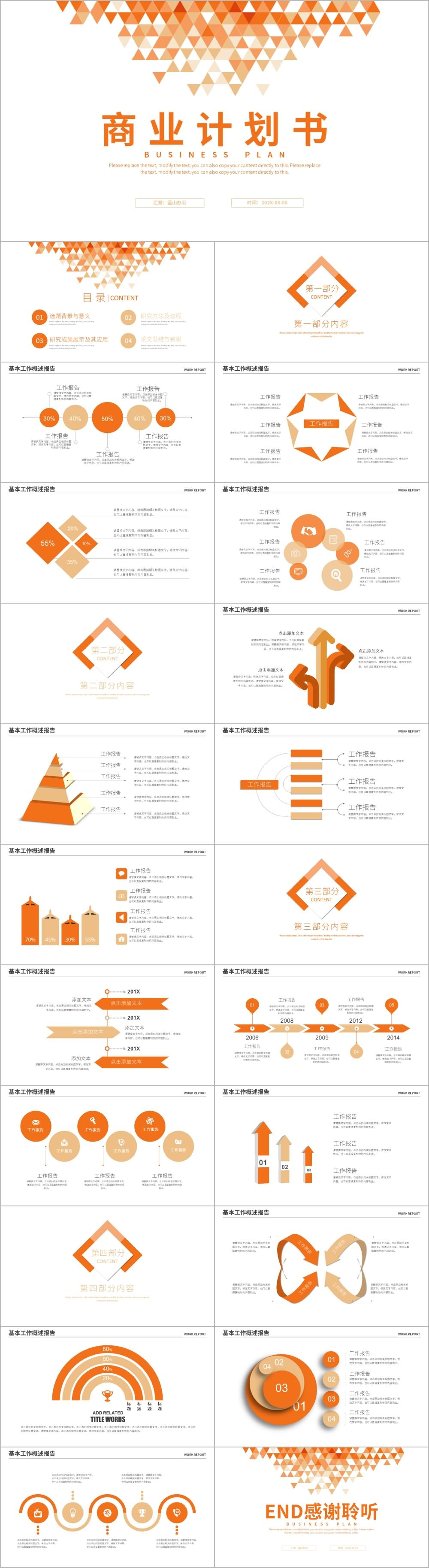 橙色背景商业项目计划书PPT模板