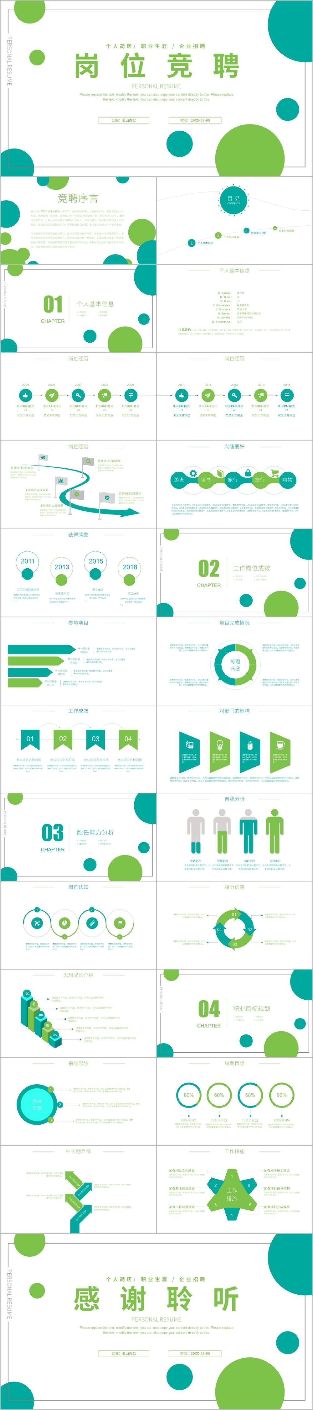 绿色岗位竞聘竞求职个人简历PPT模板