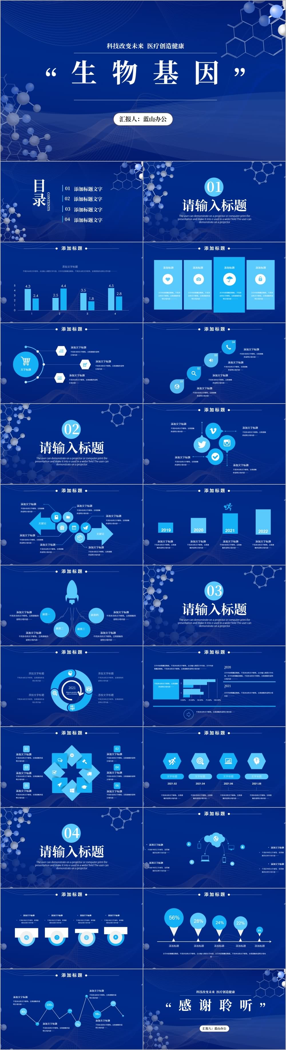 细胞生物基因医疗医学PPT模板