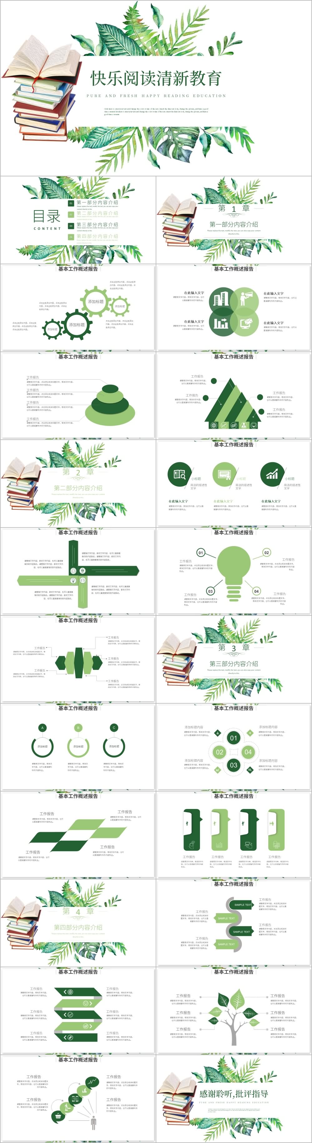 快乐阅读清新花朵教育培训公开课PPT模板