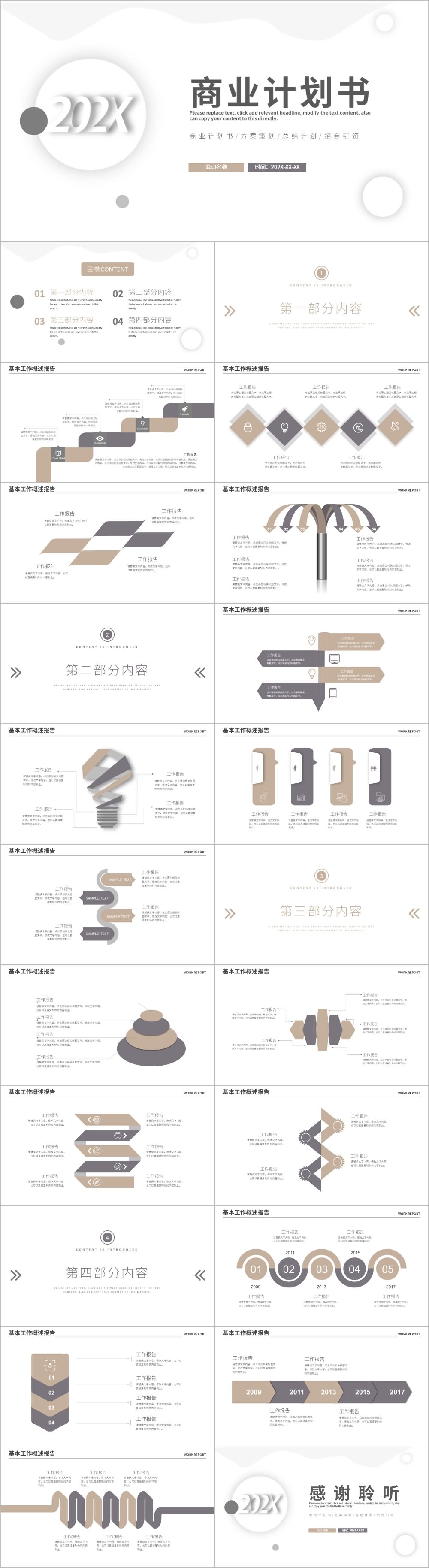 金色极简商业计划书创业融资计划书PPT模板