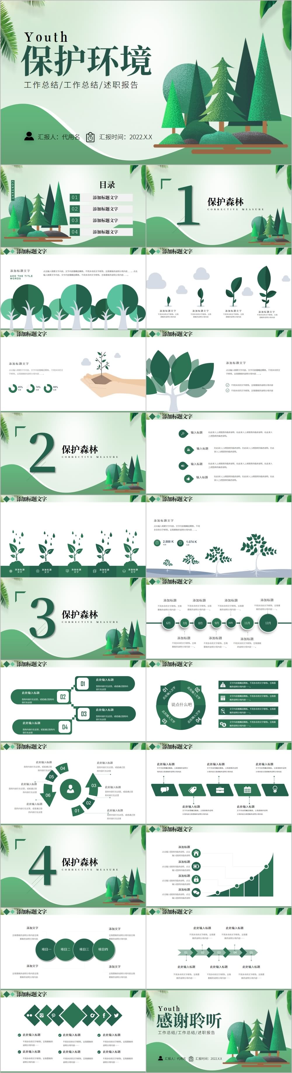 绿色保护环境生态保护动态PPT模板