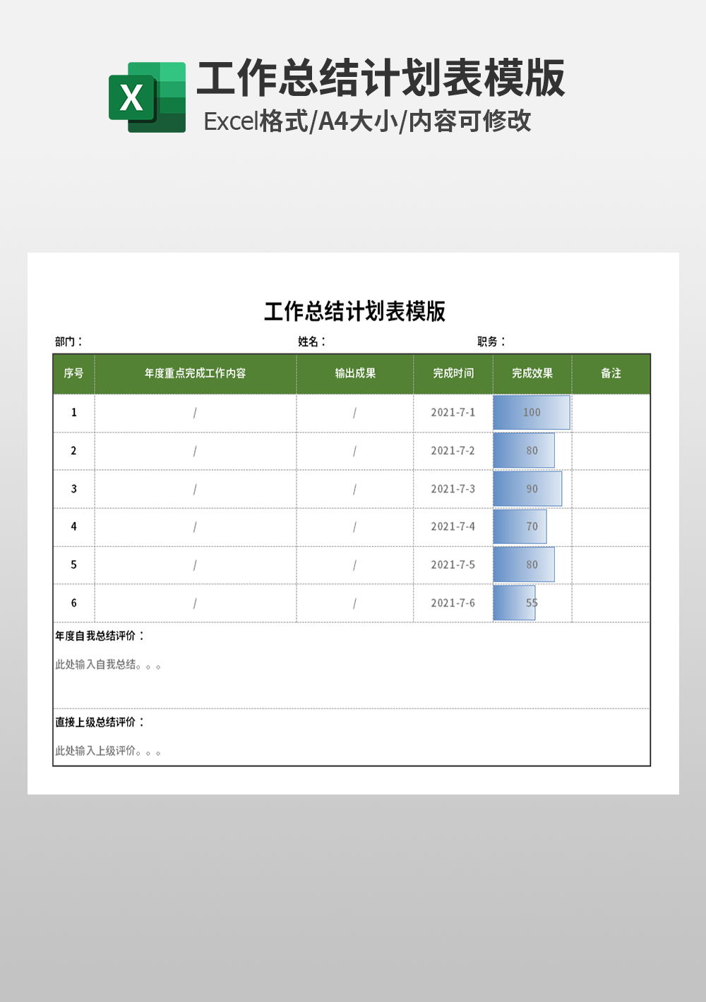 年终工作总结计划表模板