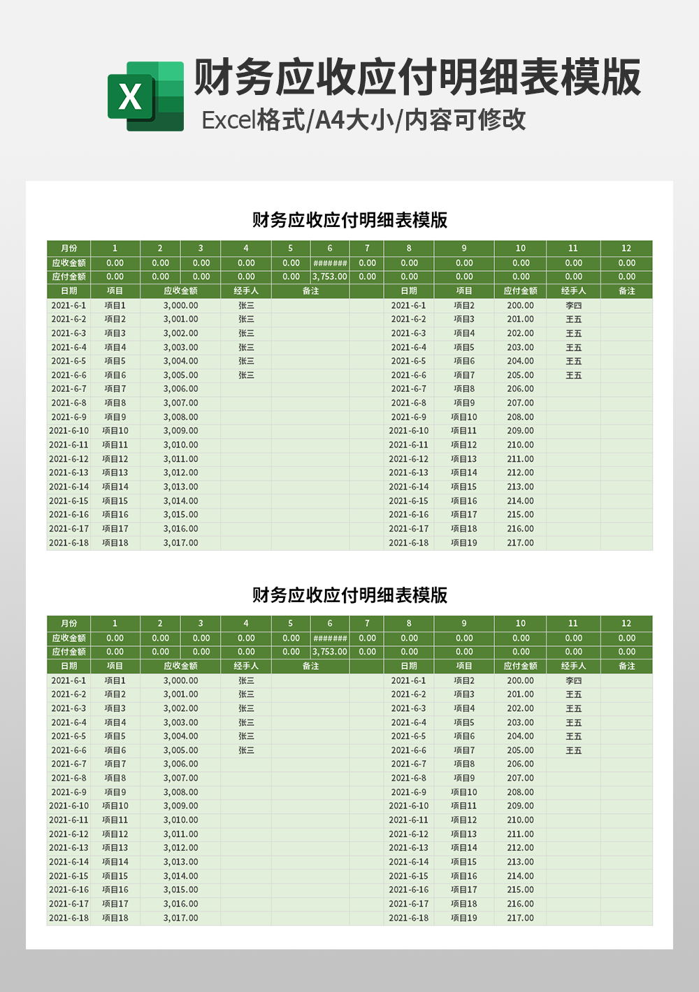 会计财务应收应付明细表模板