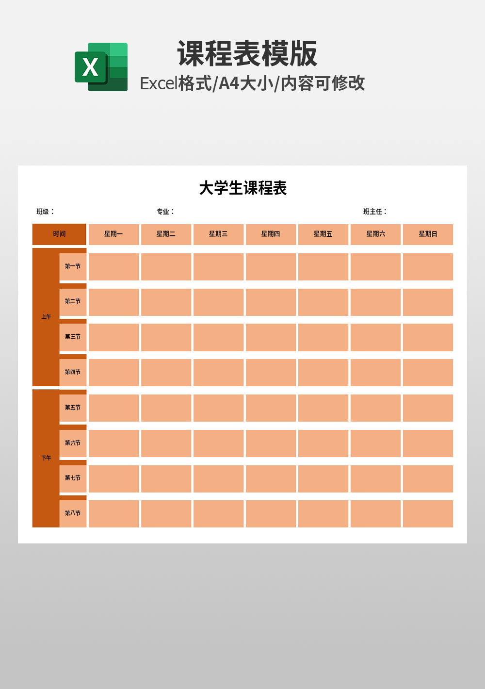 大學(xué)生課程表模板