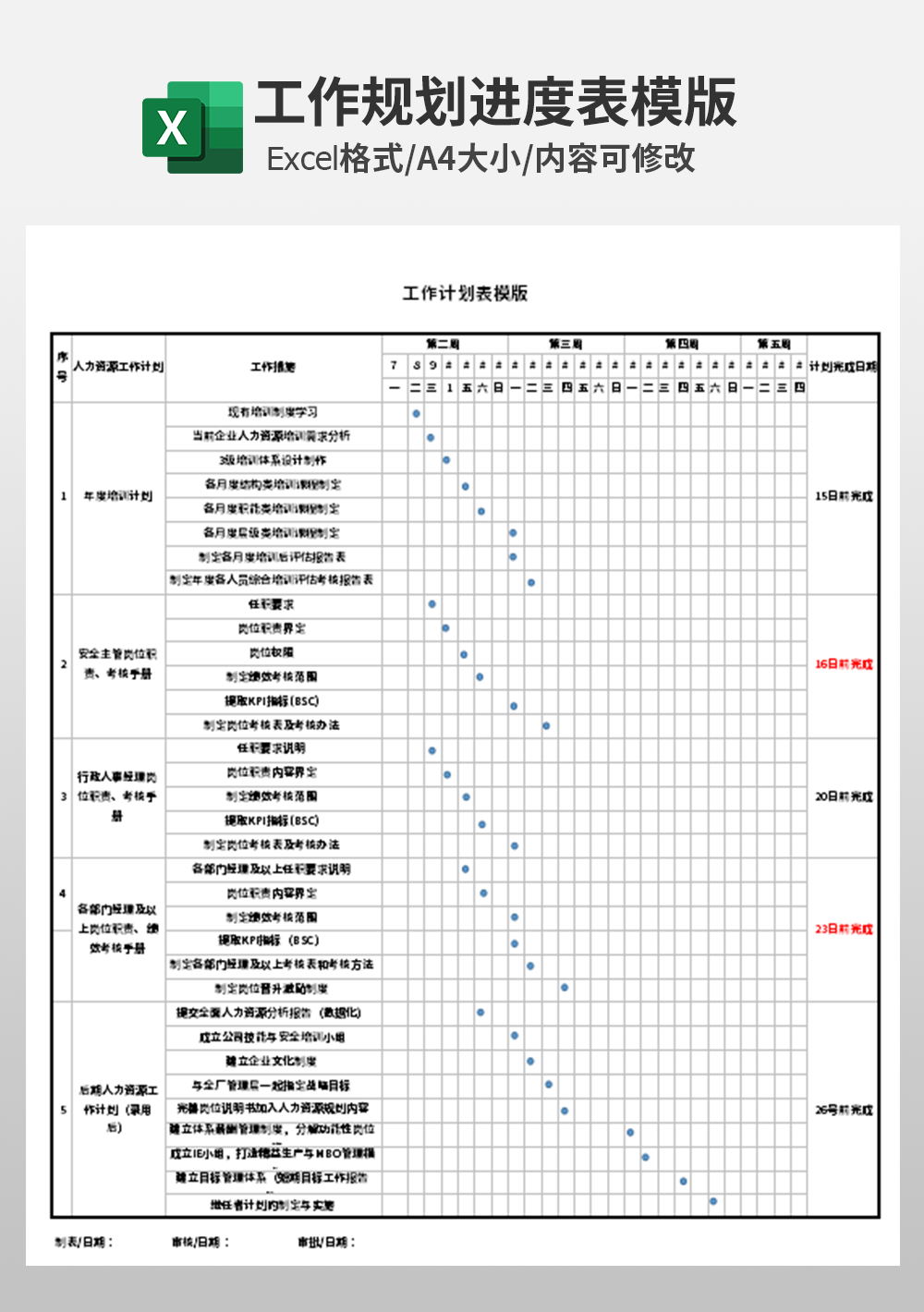 企業(yè)公司工作計(jì)劃表模板