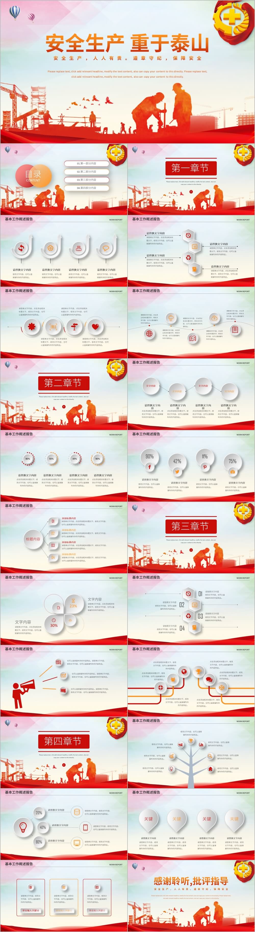 红色商务安全生产重于泰山工作报告PPT模板