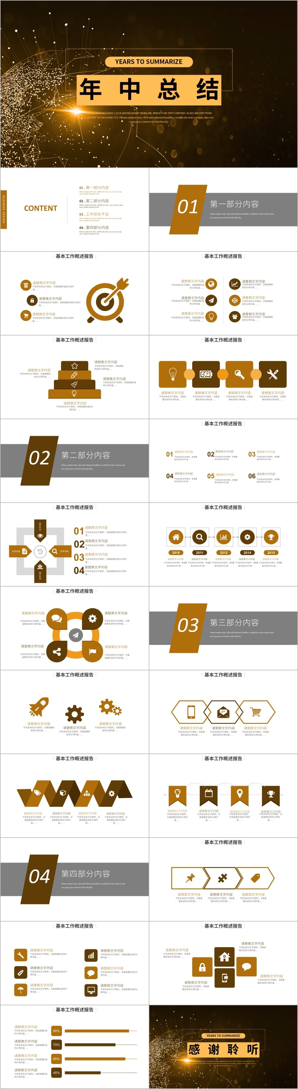 黑金风科技极简年中工作总结PPT模板