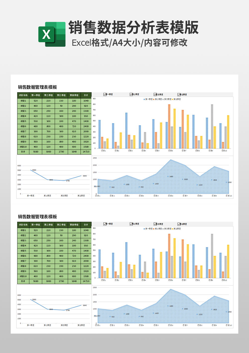 excel销售数据管理表模板