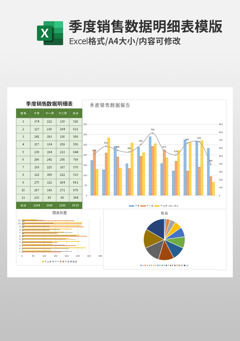 季度销售数据明细表模板