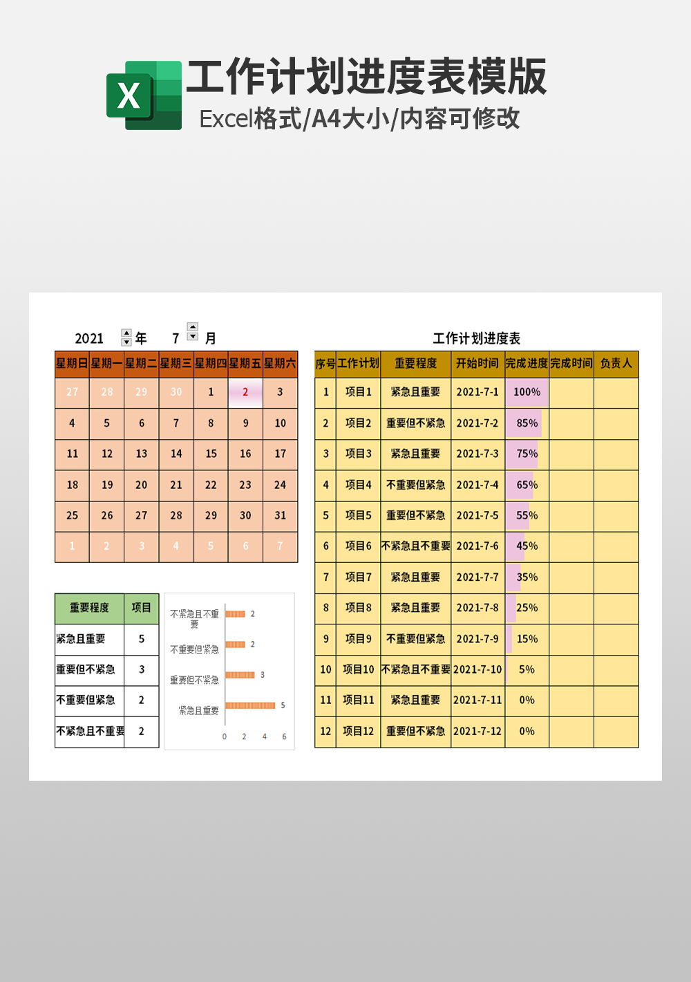簡約工作計(jì)劃進(jìn)度模板