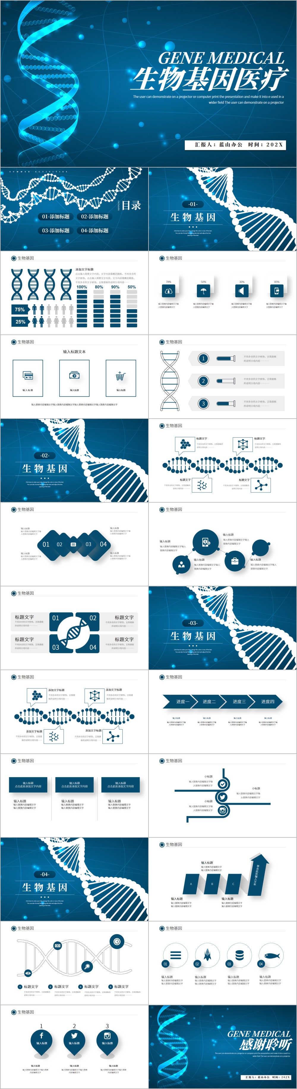 医疗细胞生物基因DNA医疗医学PPT模板