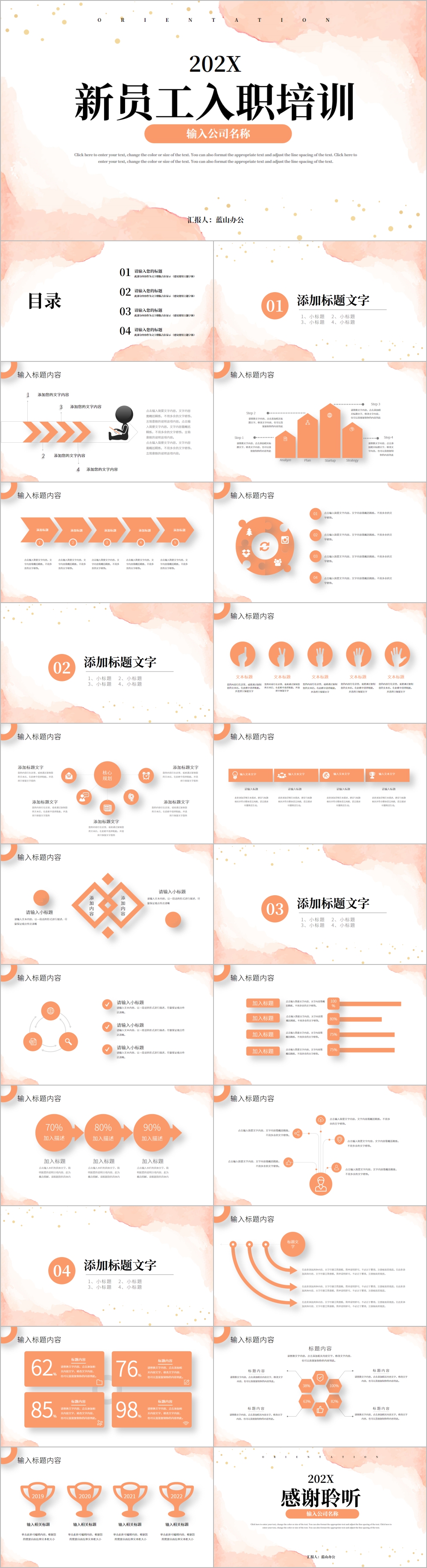 极简商务风格新员工入职培训PPT模板