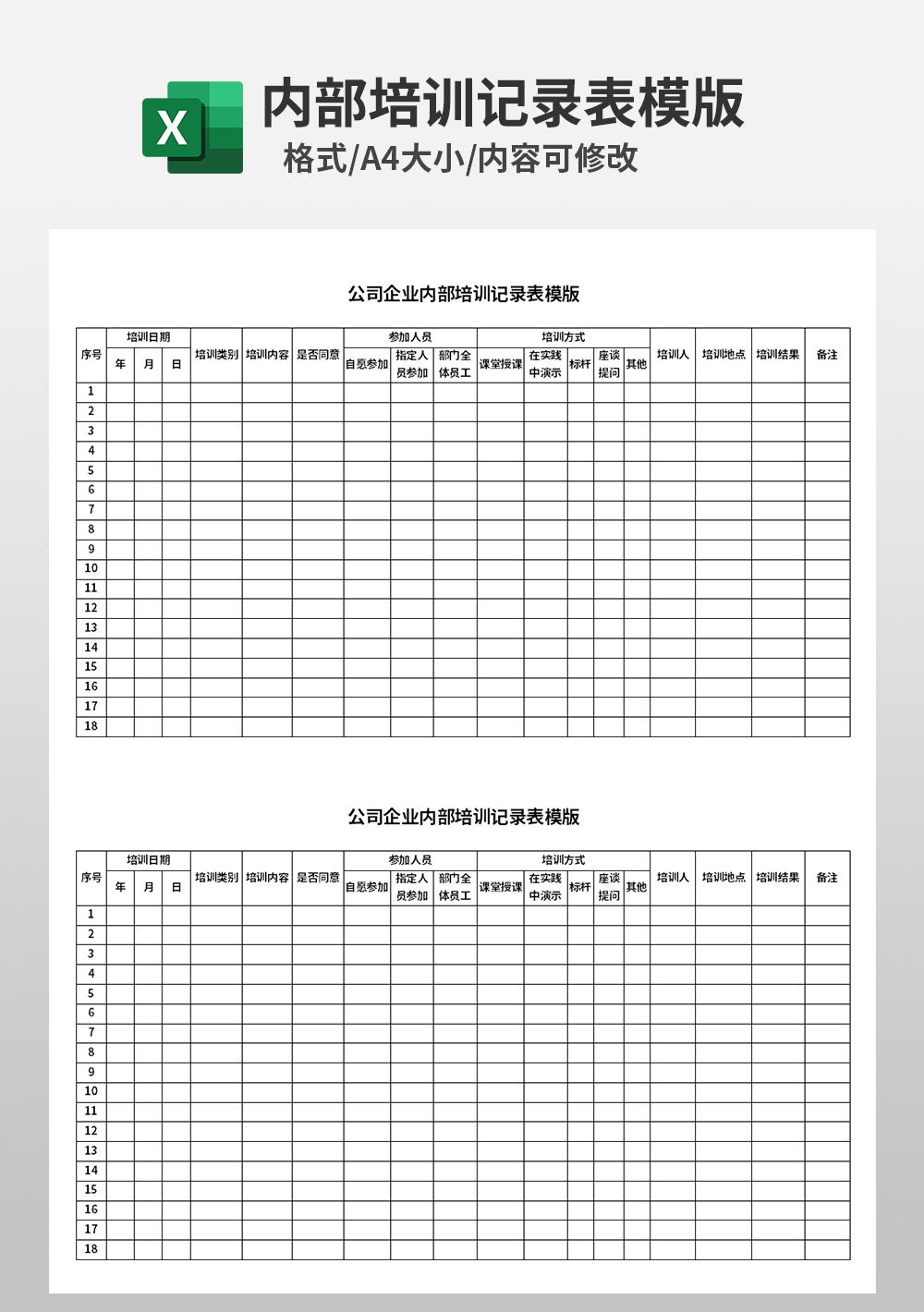 公司企業(yè)內(nèi)部培訓(xùn)記錄表模板