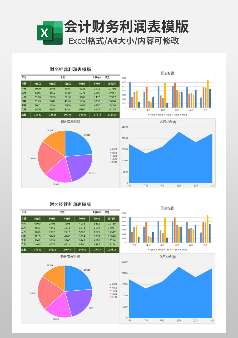 会计财务经营利润表模板