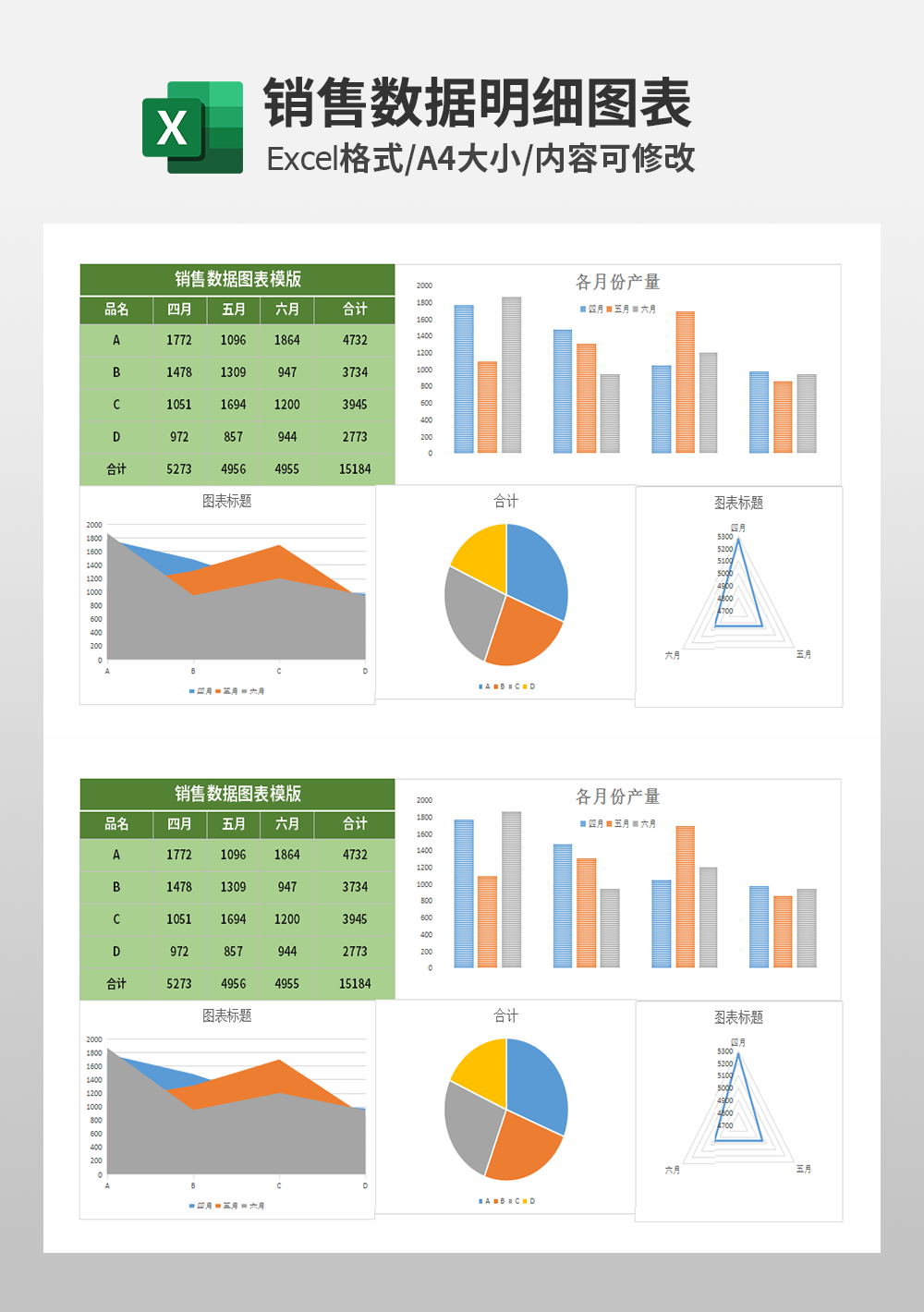 通用企业销售数据图表模板