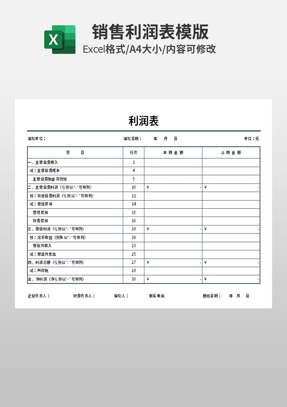 企业会计财务利润表模板