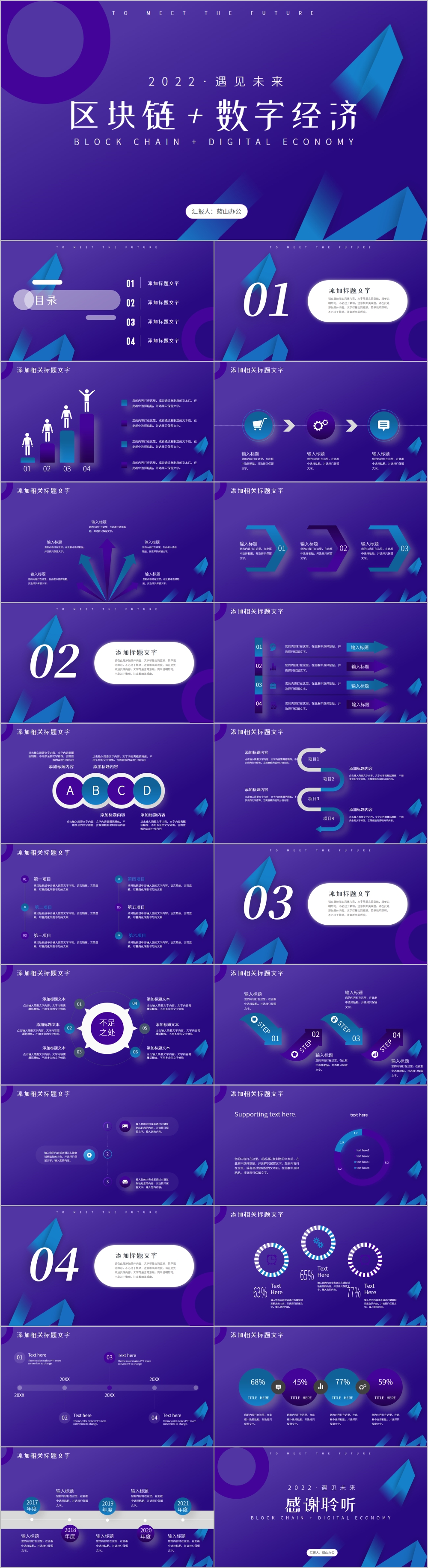 炫酷科技感区块链数字经济PPT模板