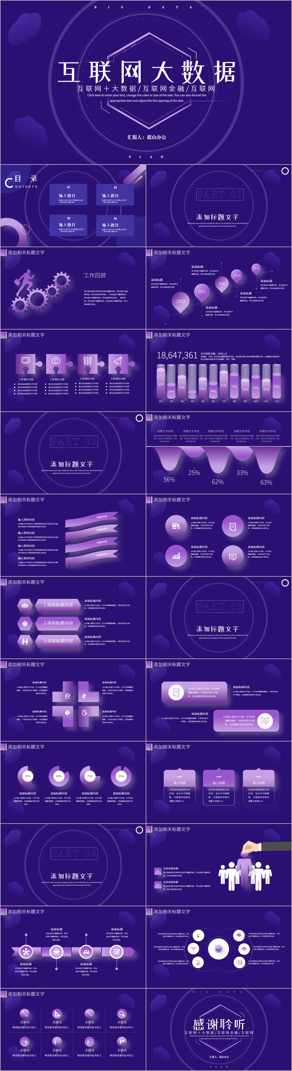 科技感互联网云计算大数据ppt模板