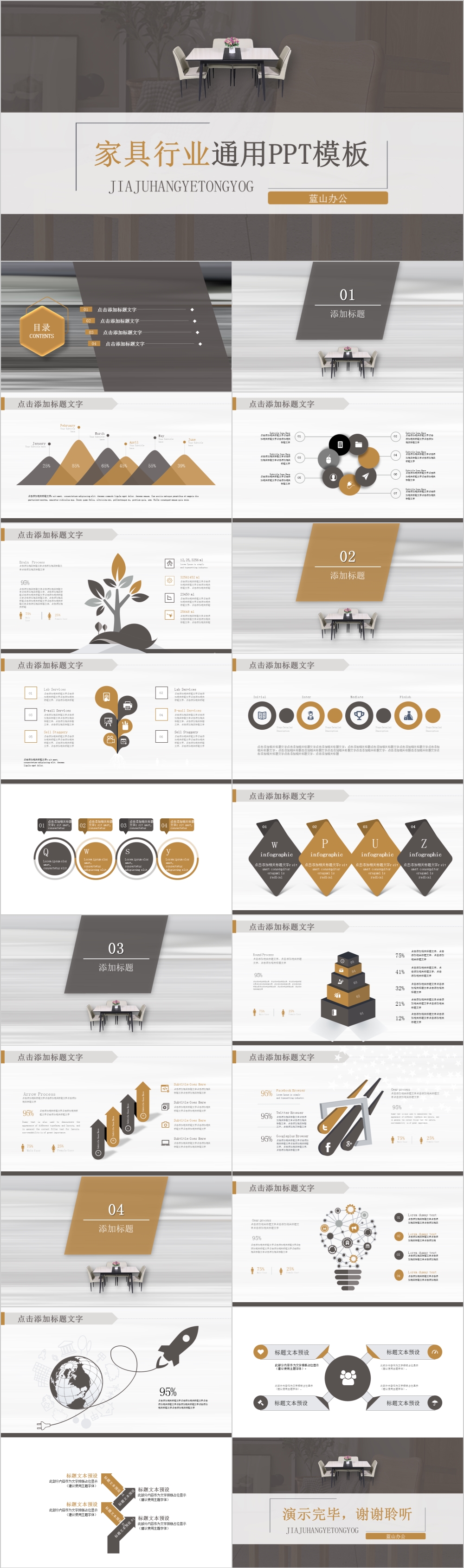 咖啡色商务风家具行业通用PPT模板