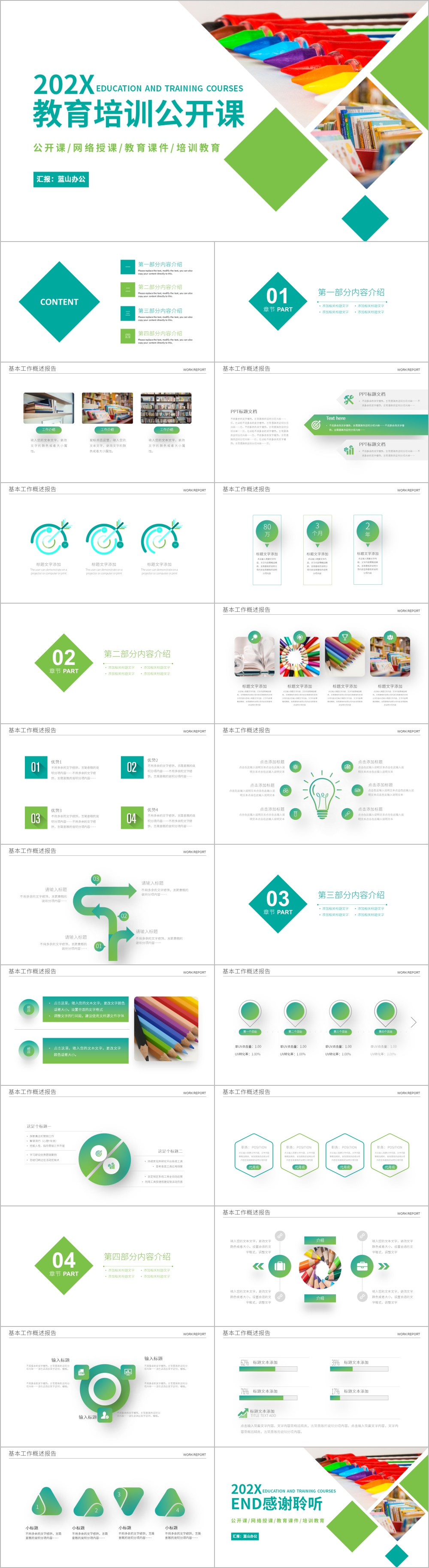 绿色简约教育培训公开课PPT模板