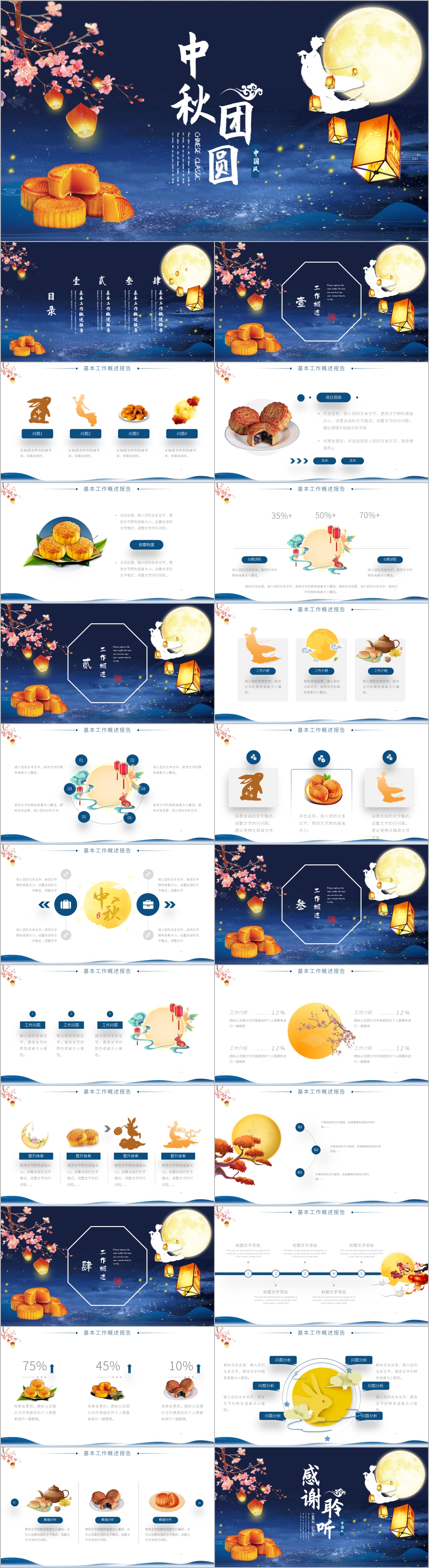 吃月饼传统节日团圆节中秋节PPT模板