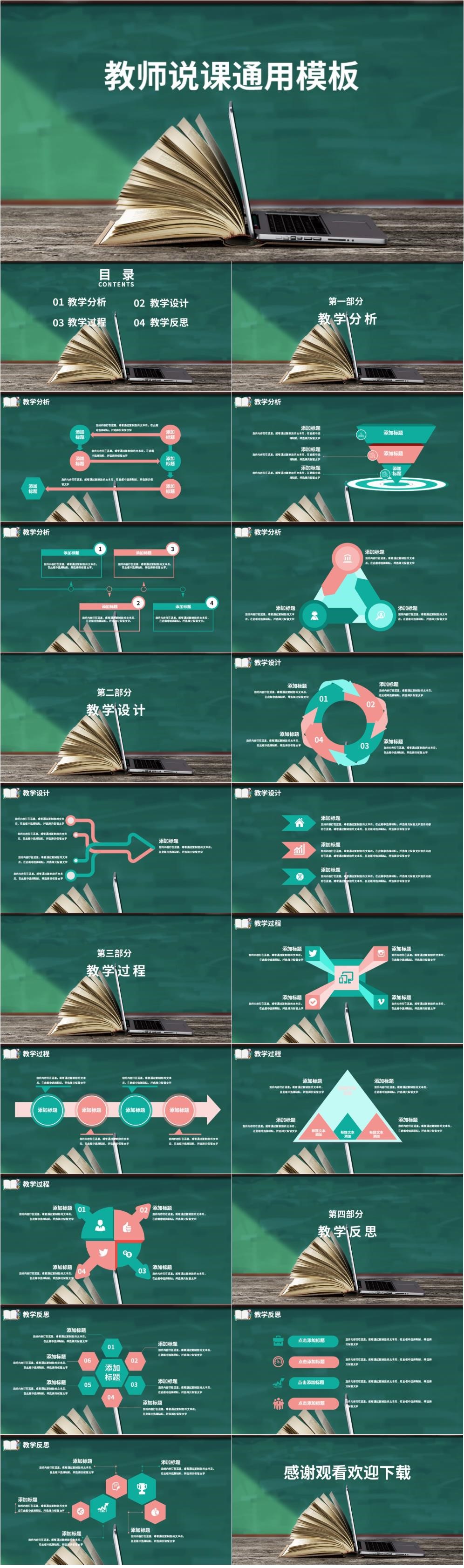 简洁风教师说课ppt通用模板