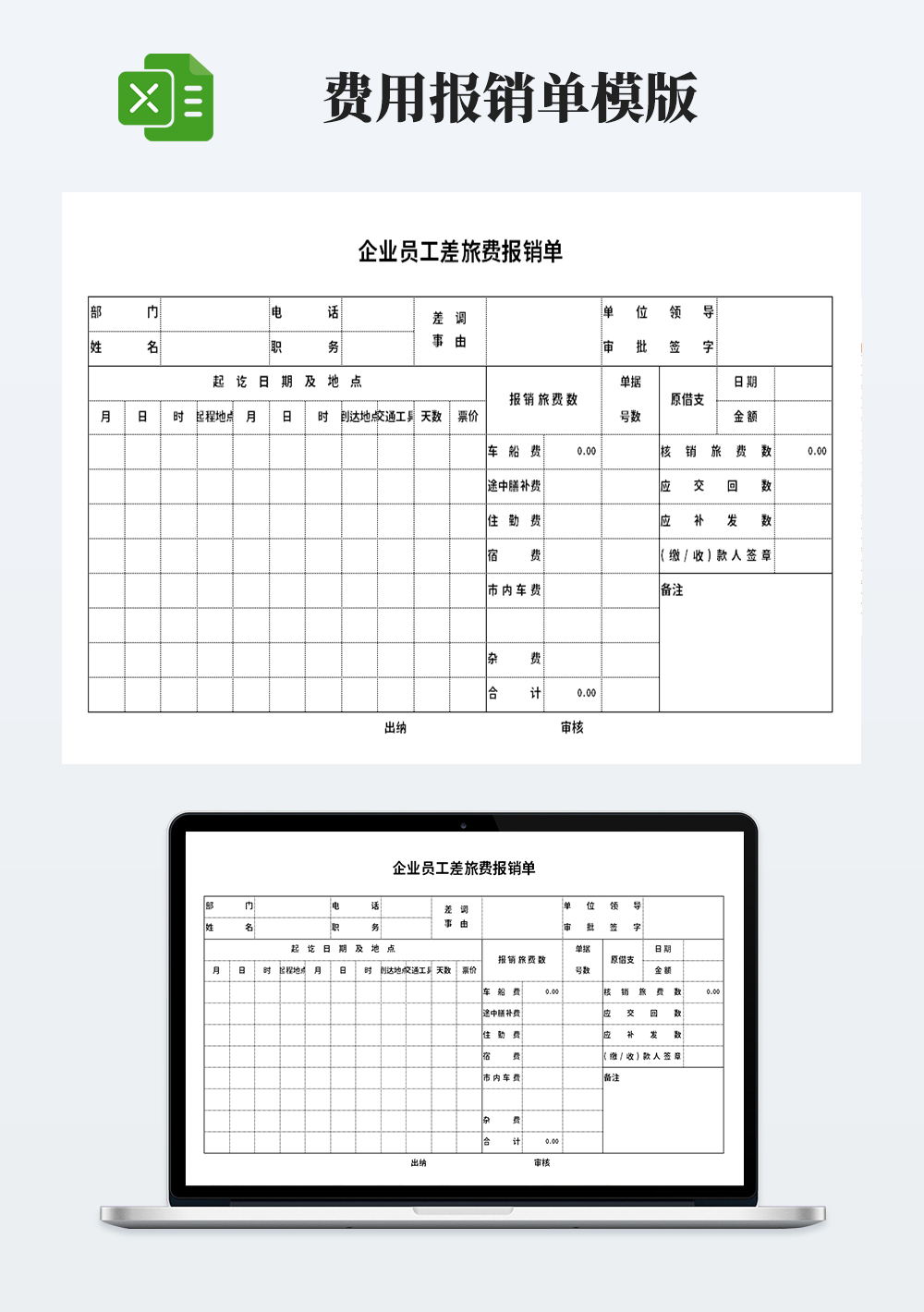 企业员工差旅费报销单