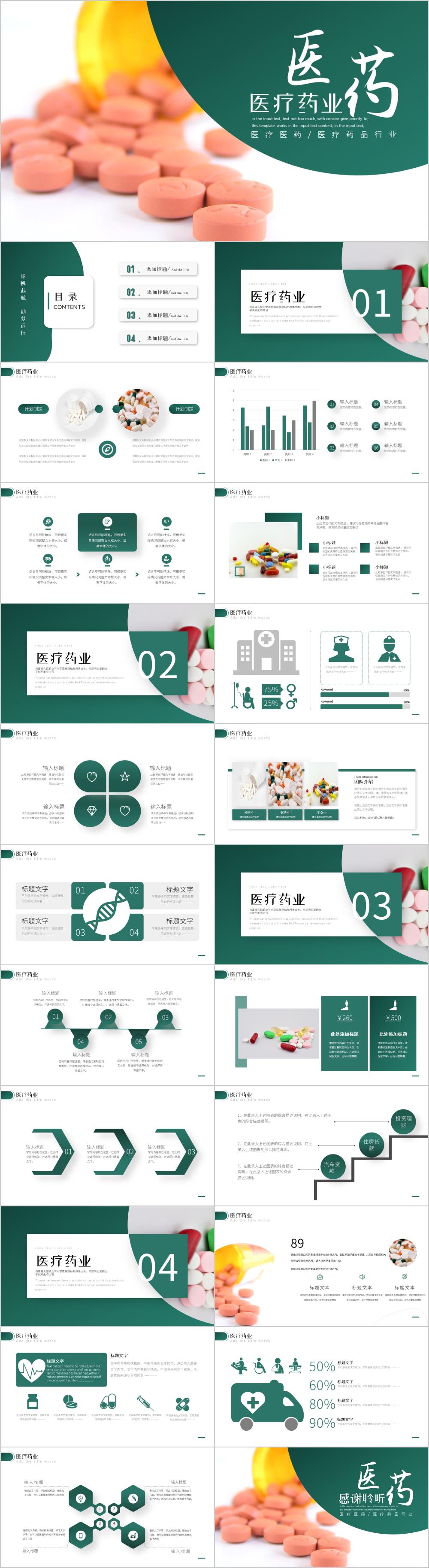 医药行业医疗护理药片医药公司ppt模板