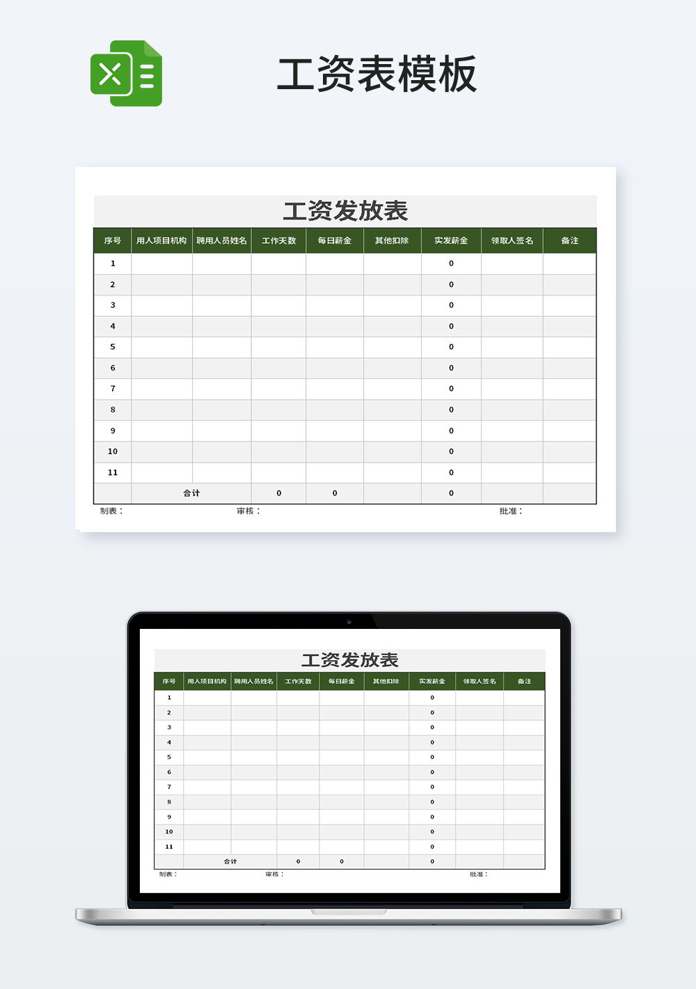 常用工資發(fā)放表模板