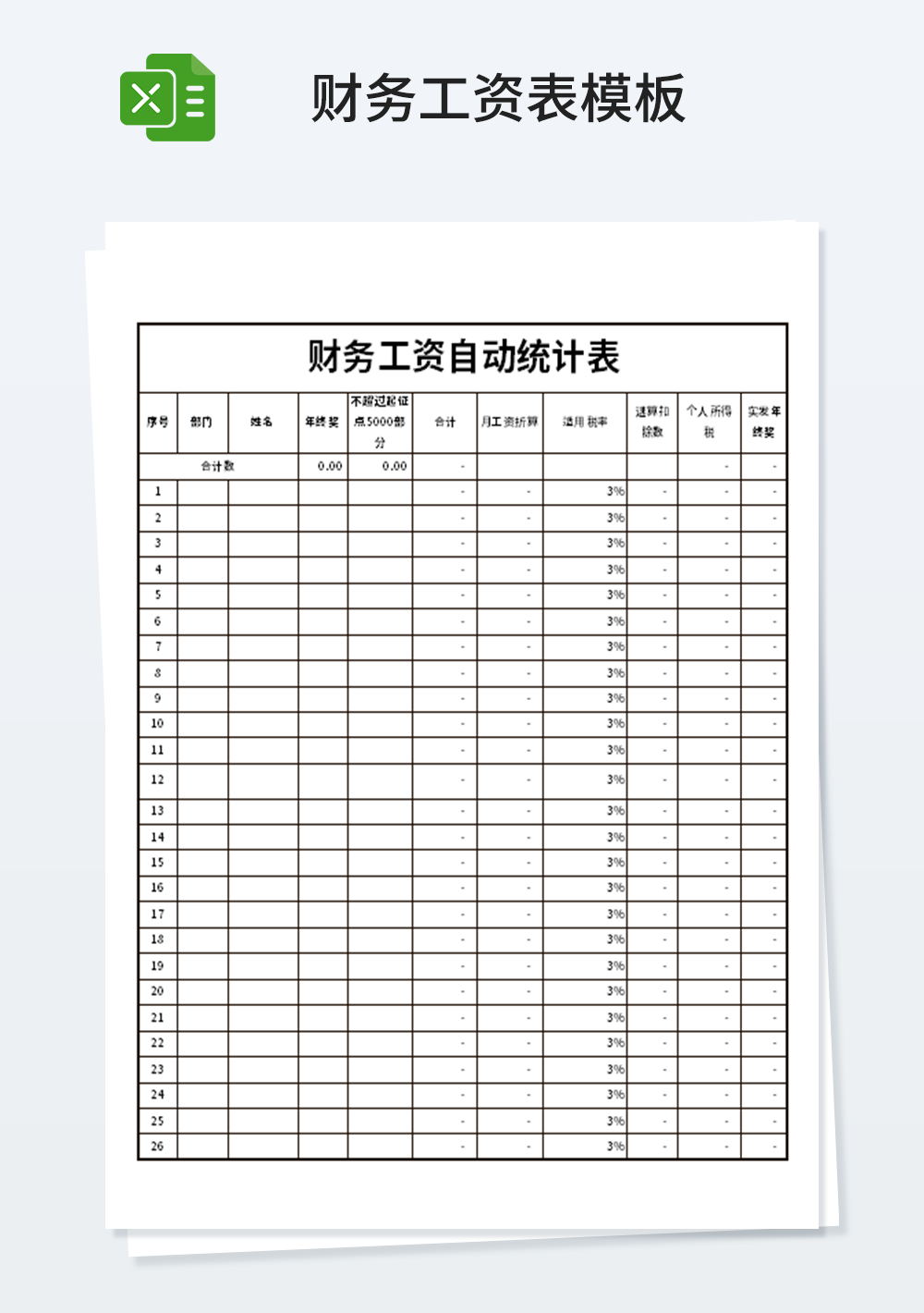 财务工资自动统计表